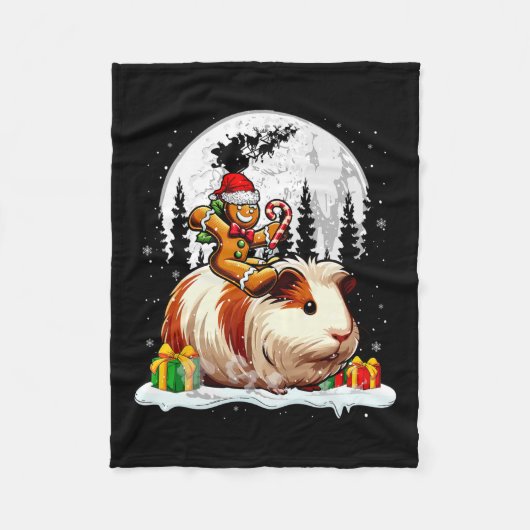 Santa Gingerbread Riding Guinea Pig Christmas Kind Fleece Deken (Voorkant)