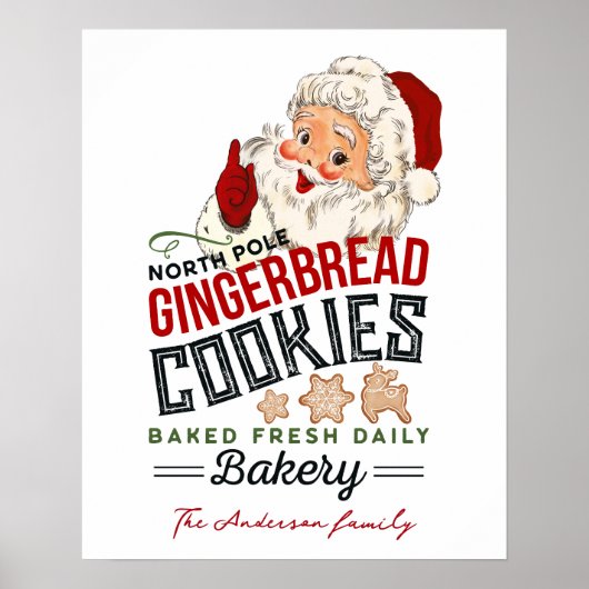  Santa Gingerbred Bakkerij Kerst Poster (Voorkant)