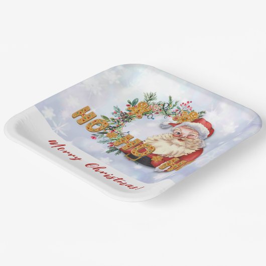  Santa & Gingerbrood Ho-Ho-Ho Papieren Bordje (Gebogen)