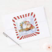  Santa & Gingerbrood Ho-Ho-Ho Vierkante Sticker (Envelop)