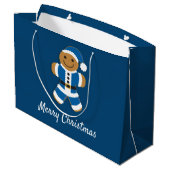 Santa Gingerbrood Man Blue | Grote Gift Bag Groot Cadeauzakje (Achterkant Gekanteld)