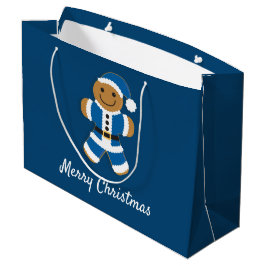 Santa Gingerbrood Man Blue | Grote Gift Bag Groot Cadeauzakje