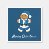 Santa Gingerbrood Man Blue | Papier Napkin Servet (Voorkant)