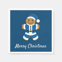 Santa Gingerbrood Man Blue | Papier Napkin Servet