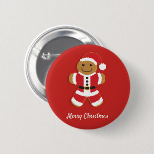 Santa Gingerbrood Man Button