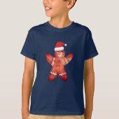 Santa Gingerbrood Man Cookie Drawing T-shirt (Voorkant)