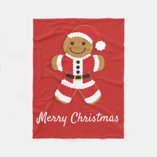 Santa Gingerbrood Man   Fleece Blanket Deken