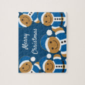 Santa Gingerbrood Men Cookie Blue Kerstmis Legpuzzel (Verticaal)