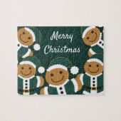 Santa Gingerbrood Men Cookie Green Kerstmis Legpuzzel (Horizontaal)