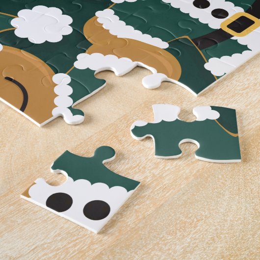 Santa Gingerbrood Men Cookie Green Kerstmis Legpuzzel (Zijkant)