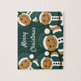 Santa Gingerbrood Men Cookie Green Kerstmis Legpuzzel