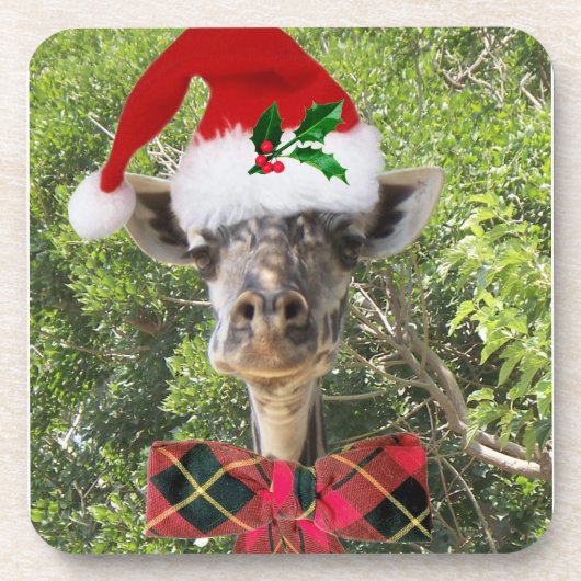 Santa Giraffe Bier Onderzetter (Voorkant)