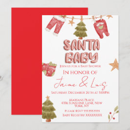 Santa Girl Boy Holiday Baby Shower   Kaart