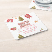 Santa Girl Boy Holiday Baby Shower   Kartonnen Onderzetters (Gebogen)