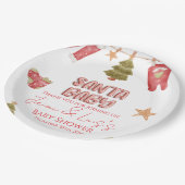 Santa Girl Boy Holiday Baby Shower Papieren Bordje (Gekanteld)