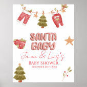 Santa Girl Boy Holiday Baby Shower   Poster (Voorkant)