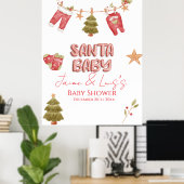 Santa Girl Boy Holiday Baby Shower   Poster (Thuiskantoor)