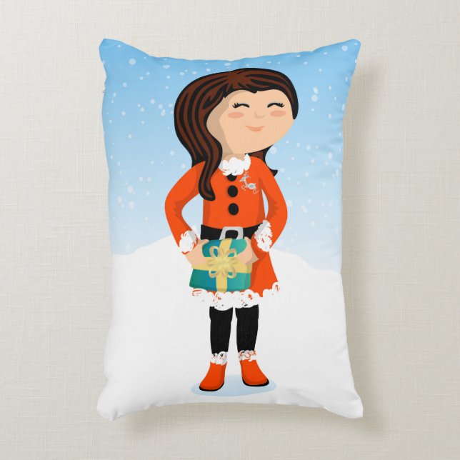 Santa Girl en Boy Accent Pillow Accent Kussen (Voorkant(Verticaal))