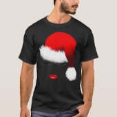 Santa Girl Eyelashes Lips Santa Hat Kerstmis T-shirt (Voorkant)