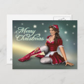 Santa Girl Feestdagenkaart (Voorkant / Achterkant)