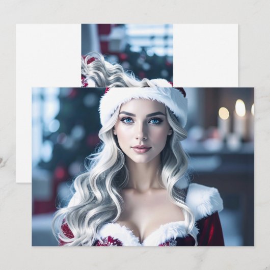 Santa Girl Feestdagenkaart (Voorkant / Achterkant)