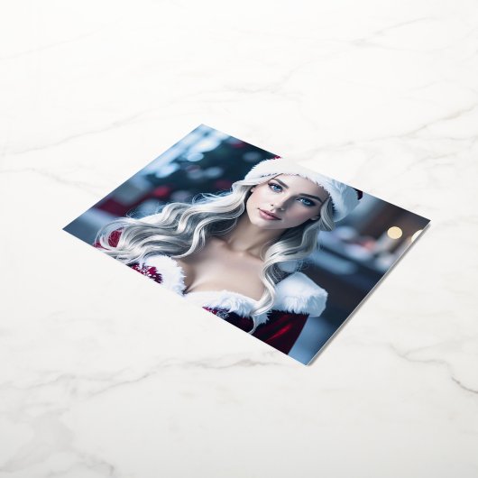 Santa Girl Folie Feestdagen Briefkaart (Gedraaid)