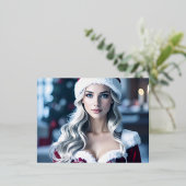 Santa Girl Folie Feestdagen Briefkaart (Staand Voorkant)