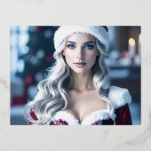 Santa Girl Folie Feestdagen Briefkaart (Voorkant)