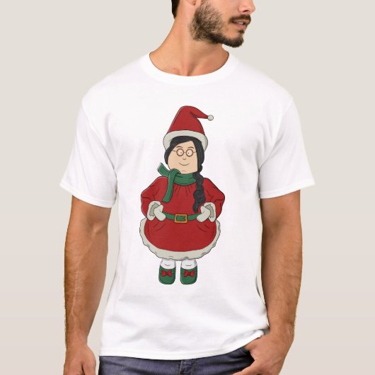 Santa Girl in Red Dress T-shirt (Voorkant)