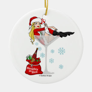 Santa Girl Martini Ornament