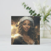 Santa Girl op de kerstmarkt Kaart (Staand voorkant)