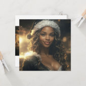 Santa Girl op de kerstmarkt Kaart (Voorkant / Achterkant in situ)