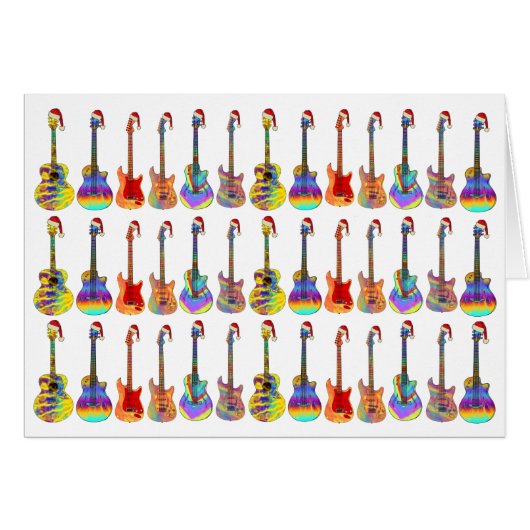 Santa gitaren Kleurrijke Leuk Feestelijk Patroon (Voorkant Horizontaal)