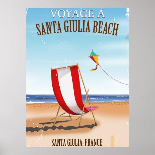 Santa Giulia Beach Oude Franse reisposter Poster (Voorkant)
