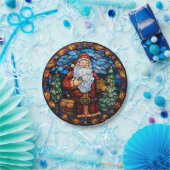Santa Glas in lood Stijl Kerst Papier Borden Papieren Bordje (Feest)