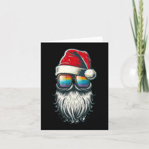 Santa Glazen Regenboog Kerstmis Santa Hoed Kaart