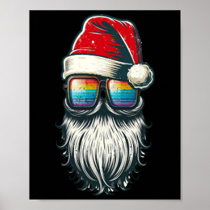 Santa Glazen Regenboog Kerstmis Santa Hoed Poster