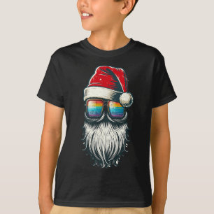 Santa Glazen Regenboog Kerstmis Santa Hoed T-shirt