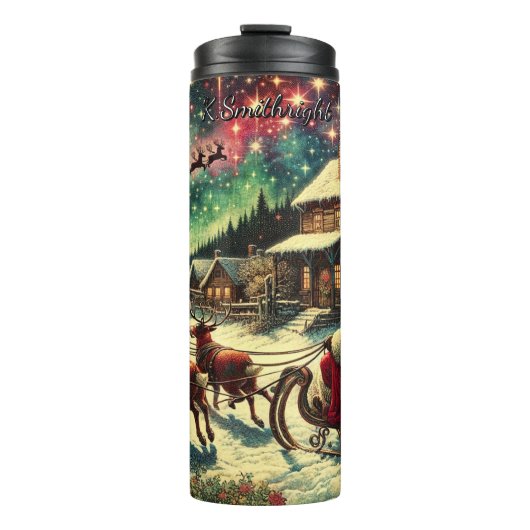 Santa Glides Through Holiday Skies Thermosbeker (Voorkant)