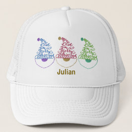 Santa Glitter Modern Cute Christmas Personalized  Trucker Pet