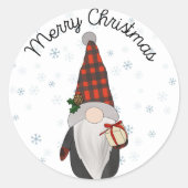 Santa Gnome 1 Ronde Sticker (Voorkant)