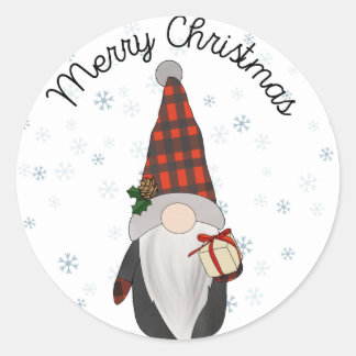 Santa Gnome 1 Ronde Sticker