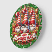 Santa & Gnome Cheer" - Feestelijke Kerstmuur Grote Klok (Hoek)