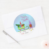 Santa Gnome en Skiing Gnome - Sason to Sparkle Ronde Sticker (Envelop)