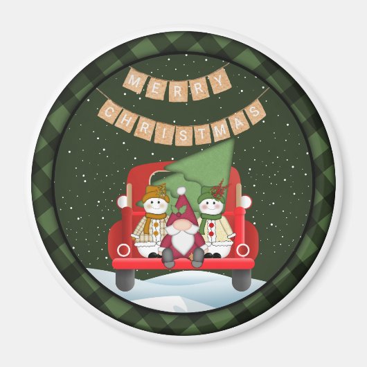Santa Gnome en Snowmen Magneet (Voorkant)