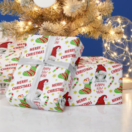 Santa Gnome en Stocking Merry Kerstmis Cadeaupapier