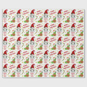 Santa Gnome en Stocking Merry Kerstmis Cadeaupapier (Vlak)