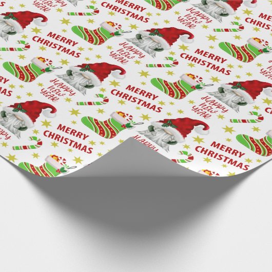 Santa Gnome en Stocking Merry Kerstmis Cadeaupapier (Hoek)