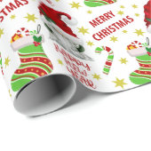 Santa Gnome en Stocking Merry Kerstmis Cadeaupapier (Rol Hoek)