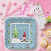 Santa Gnome For Christmas Paper Plate Papieren Bordje (Feest)